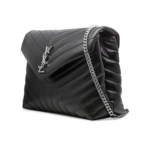 ysl black bag silver chain snake skin